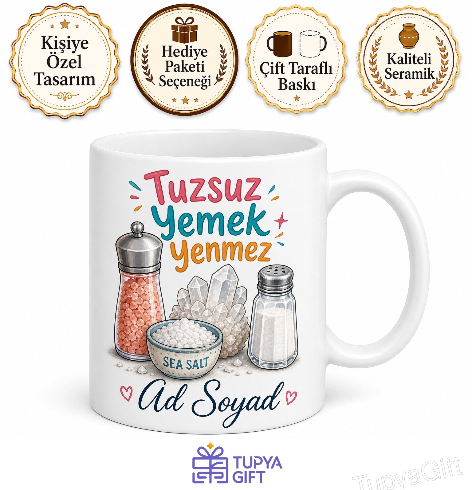 Tuz Kullananlara İyotlu Tuz Kaya Tuzu Himalaya Tuzu Sofra Tuzu Kupa Hediye Bardak