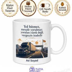 Uzun Yol Tır Şoförüne Hediye Gümrük Kapısı Takograf Sınır Geçişi Tır Kabini Baskılı Kupa Bardak