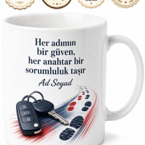 Vale Otopark Görevlisine Anahtar Teslim Koşturan Hızlı Adımlar Kupa Hediye Bardak