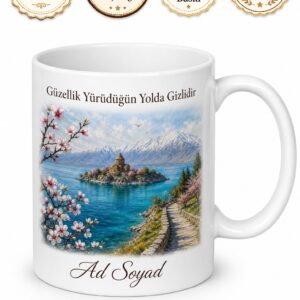 Van Edremit Akdamar Adası Van Gölü Manzarası Badem Çiçekleri Sahil Kupa Hediye