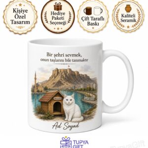 Van İpekyolu Şehir Ruhu Van Kalesi Urartu Tuşba Kedi Evi Özel Tasarım Kupa Bardak Hediye