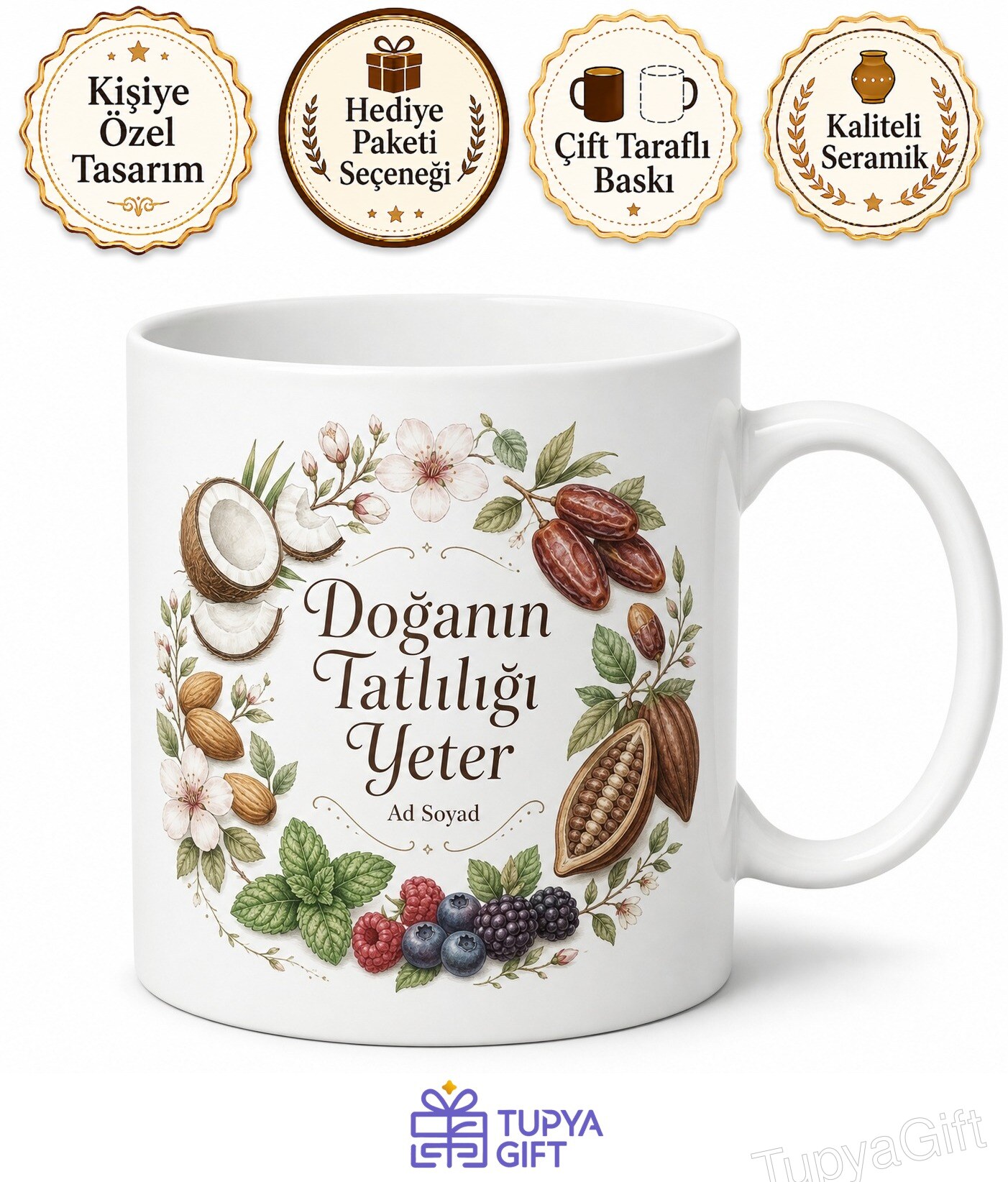 Vegan Tatlı Yapanlara Doğal Şeker Masum Kaçamak Kupa Bardak Hediye