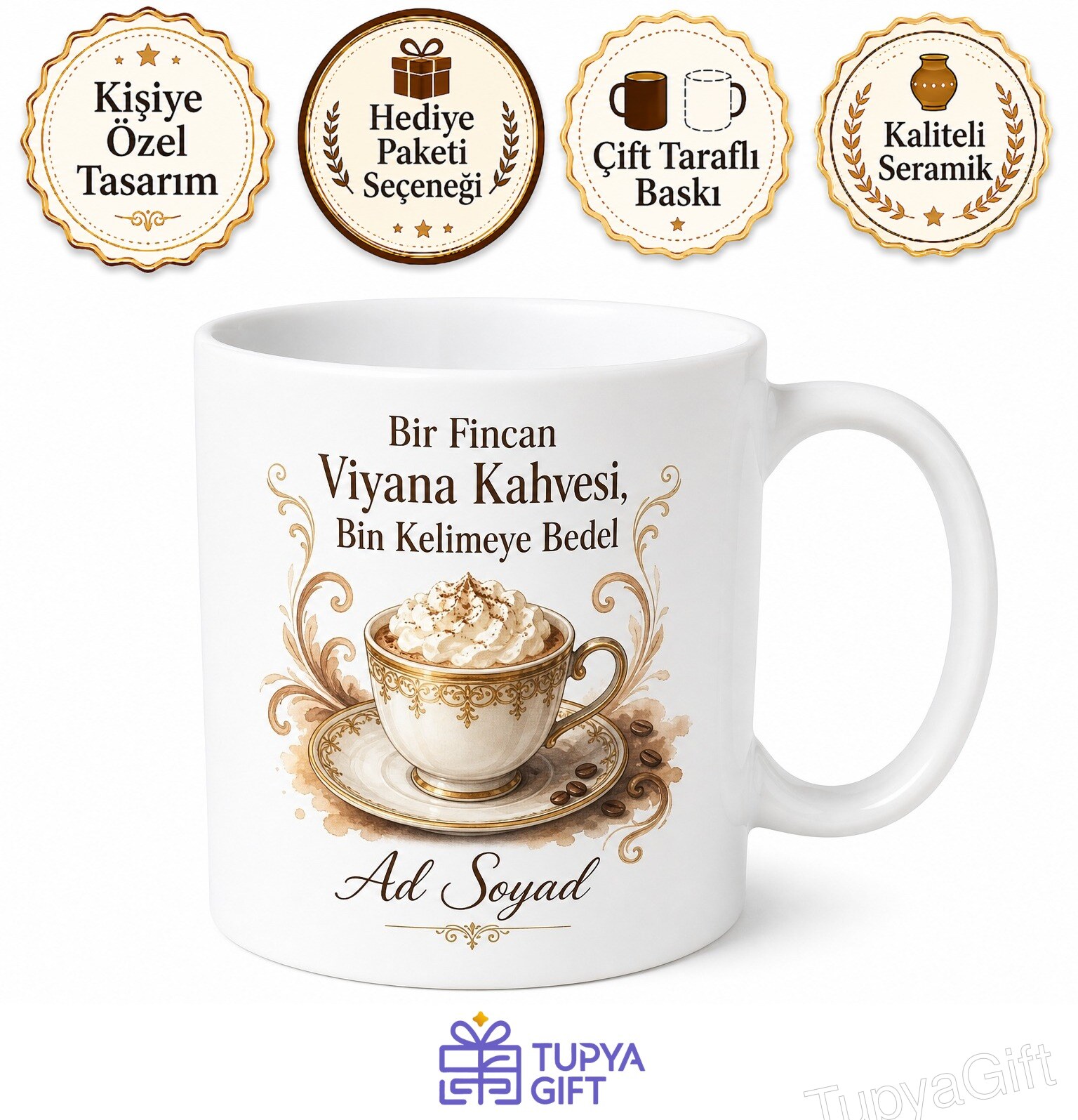 Viennese Coffee İçenlere Viyana Kahvesi Kupa Bardak Hediye Porselen Mug