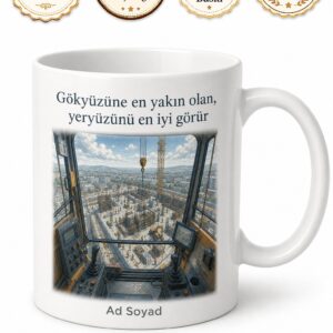 Vinç Operatörüne Hediye Gökyüzünden Şantiyeye Bakan Yalnızlık Kupası Bardak