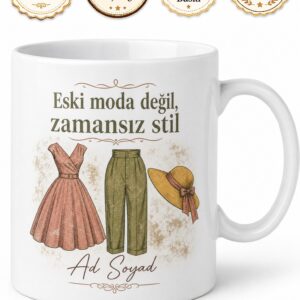 Vintage Giyim Sevenlere İkinci El Şıklık Dönem Kıyafetleri Retro Kupa Bardak Hediye