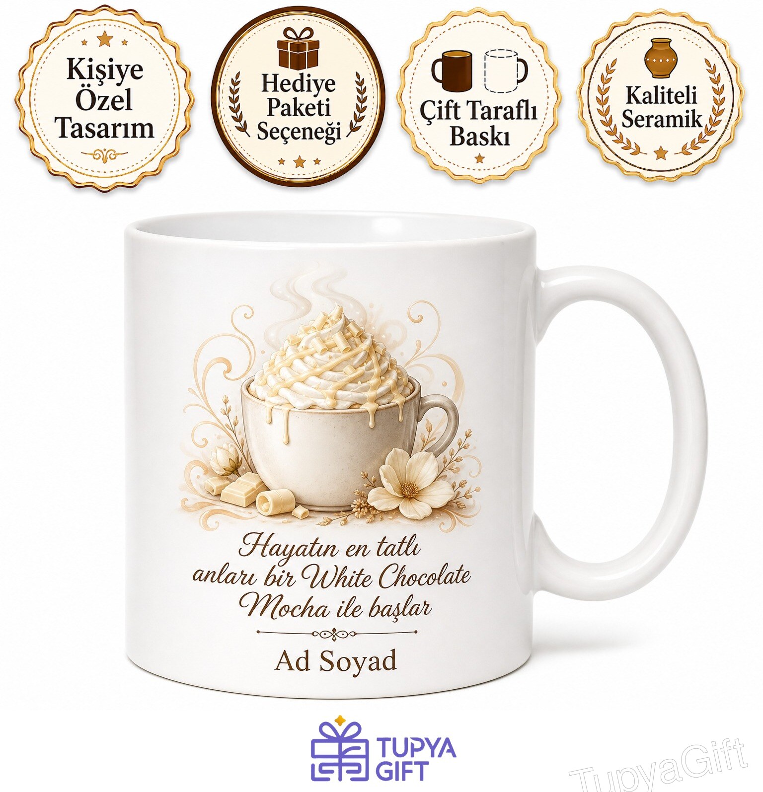 White Chocolate Mocha İçenlere Tatlı Kahve Kupa Bardak Hediye