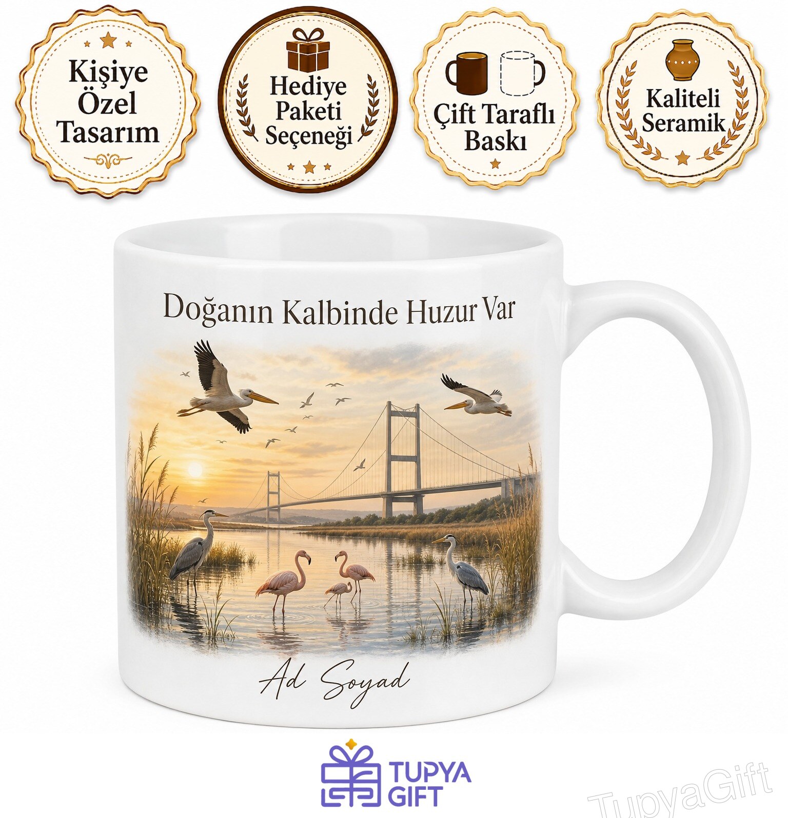 Yalova Altınova Hersek Lagünü Kuş Gözlem Osmangazi Köprüsü Doğal Yaşam Kupa Bardak Hediye