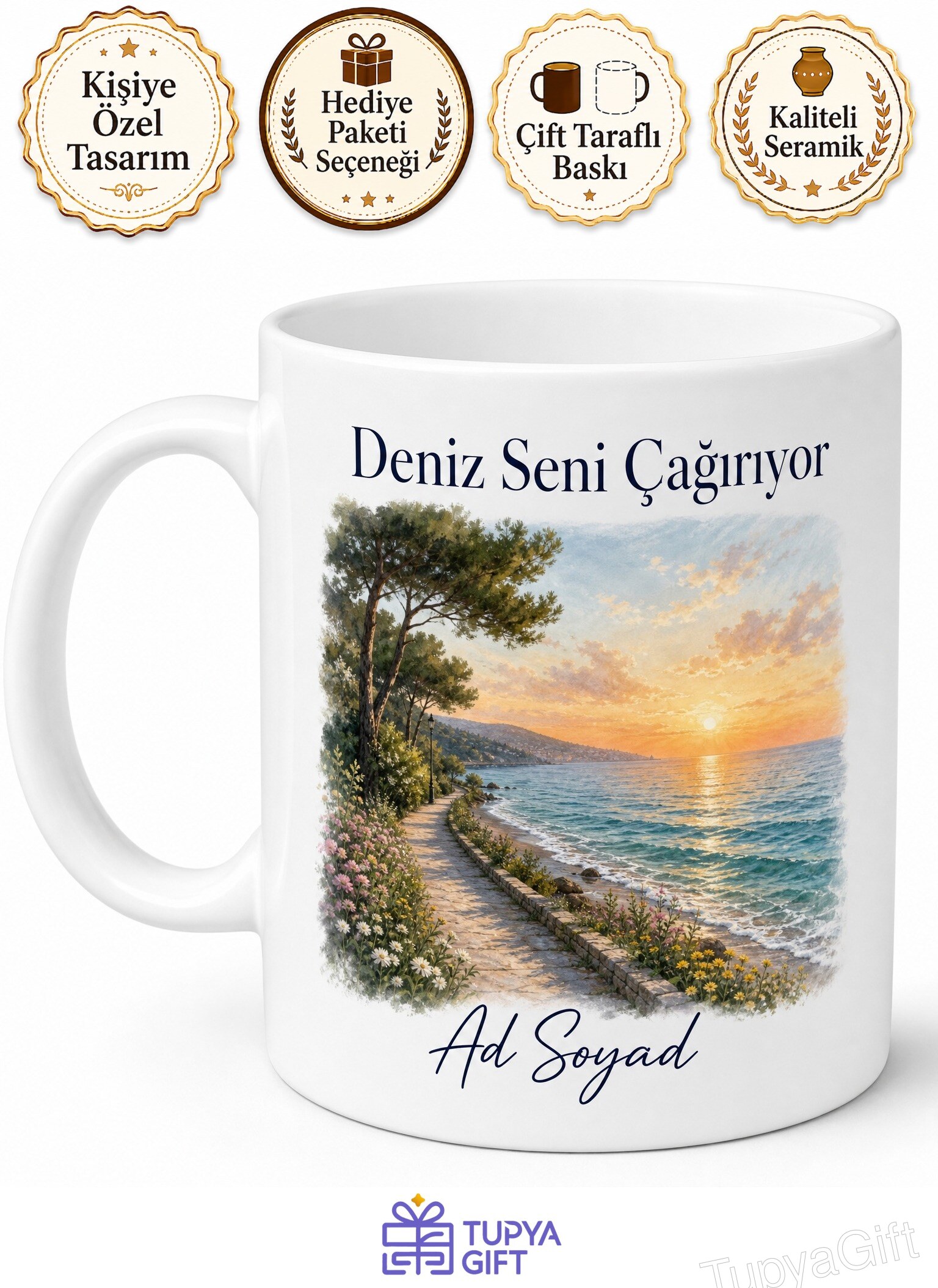 Yalova Çınarcık Teşvikiye Tatil Kasabası Marmara Denizi Sahil Yolu Kupa Bardak Hediye