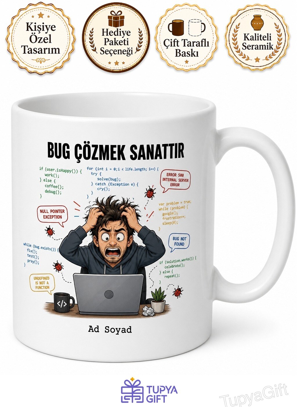 Yazılımcı Hata Ayıklama İsyan Kupa Kod Bloğu Baskılı Bardak Hediye
