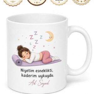 Yoga Matını Serip Uyumaya Başlayanlara Esneme Öncesi Derin Uyku Kupa Hediye