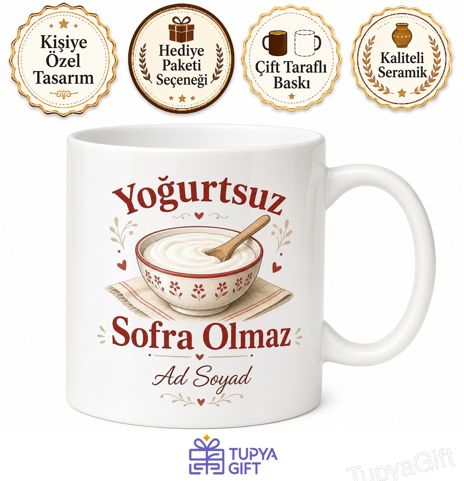 Yoğurt Kullananlara Süzme Yoğurt Köy Yoğurdu Mantı Üstü Yoğurt Kupa Hediye