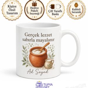 Yoğurt Mayalayanlara Özel Probiyotik Doğal Beslenme Temalı Baskılı Kupa Bardak Hediye