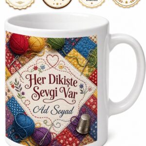 Yorgancılık Sanatı İğne İplik Motifleri Rengarenk Çay Kupası Hediye Bardak
