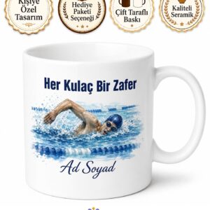 Yüzme Yarışı Yüzücüsüne Serbest Kulaç Havuz Olimpiyat Derecesi Kupa Hediye Bardak