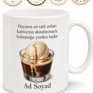 Affogato Yiyenlere Dondurmalı Kahve Kupa Bardak Hediye Porselen Mug