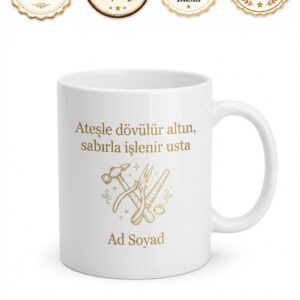 Altına Şekil Veren Kuyumcu Usta Çay Kupası Özel Tasarım Hediye Bardak