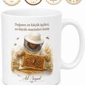 Arıcı Maskeli Petek Kontrol Kraliçe Arı Temalı Kahve Kupası Bardak Hediye
