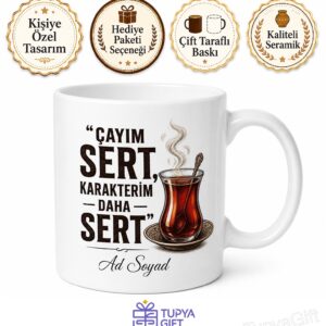 Assam Çayı İçenlere Sert Çay Kupa Bardak Hediye Porselen Baskılı Kupa