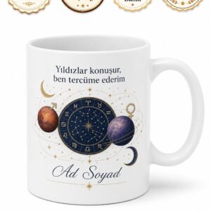 Astrolog Burç Yorumu Mars Venüs Temalı Porselen Kupa Bardak Hediye