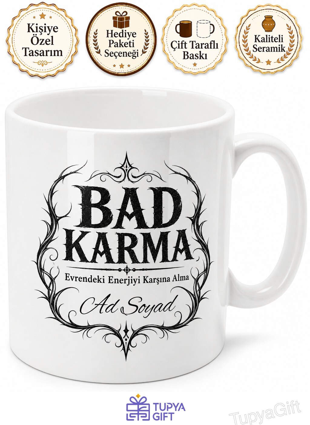 Bad Karma Baskılı Kötü Karma İngilizce Kupa Bardak Hediye
