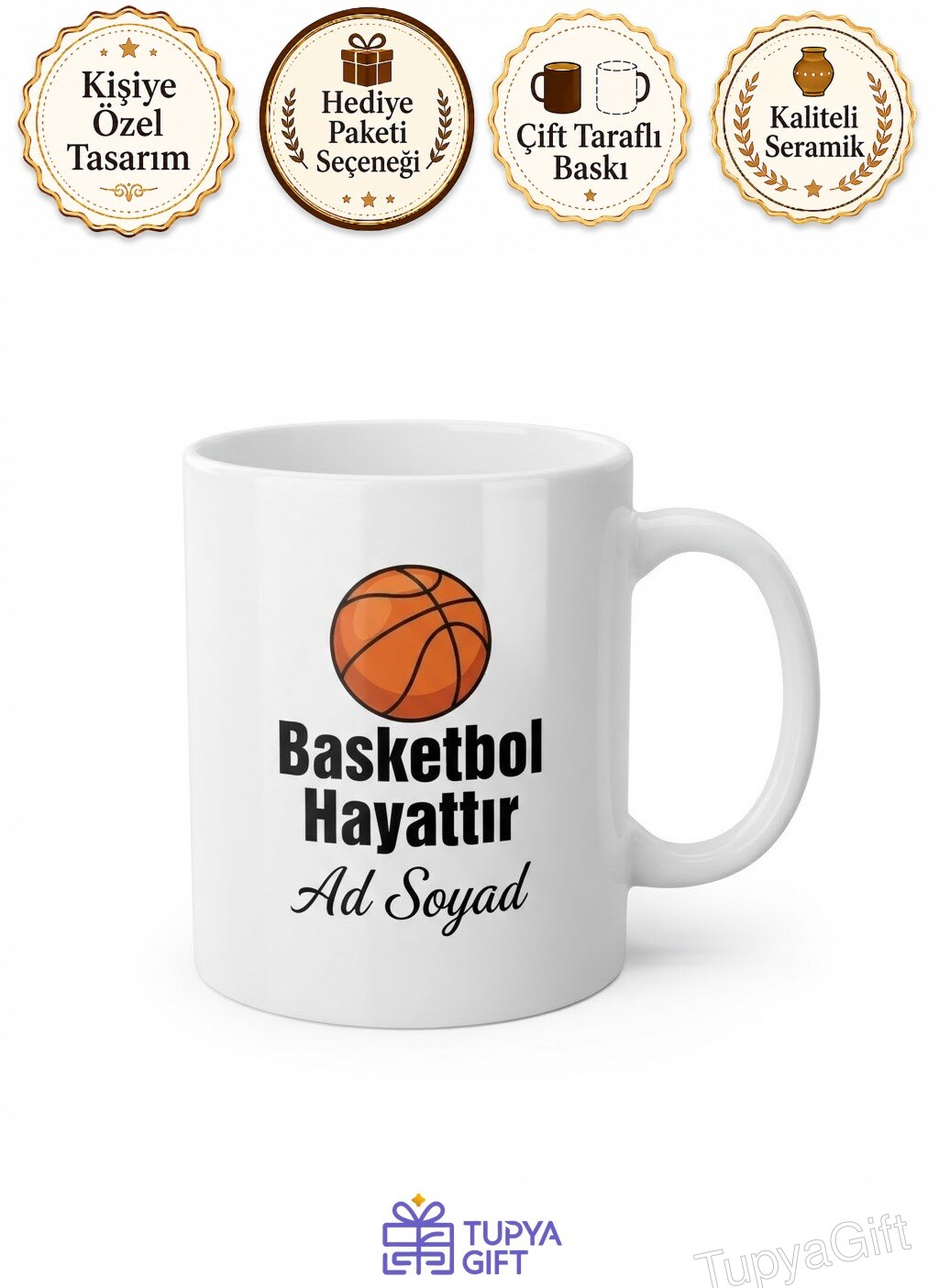 Basketball Is Life Temalı Basketbol Hayattır İngilizce Çay Kupası Hediye Bardak