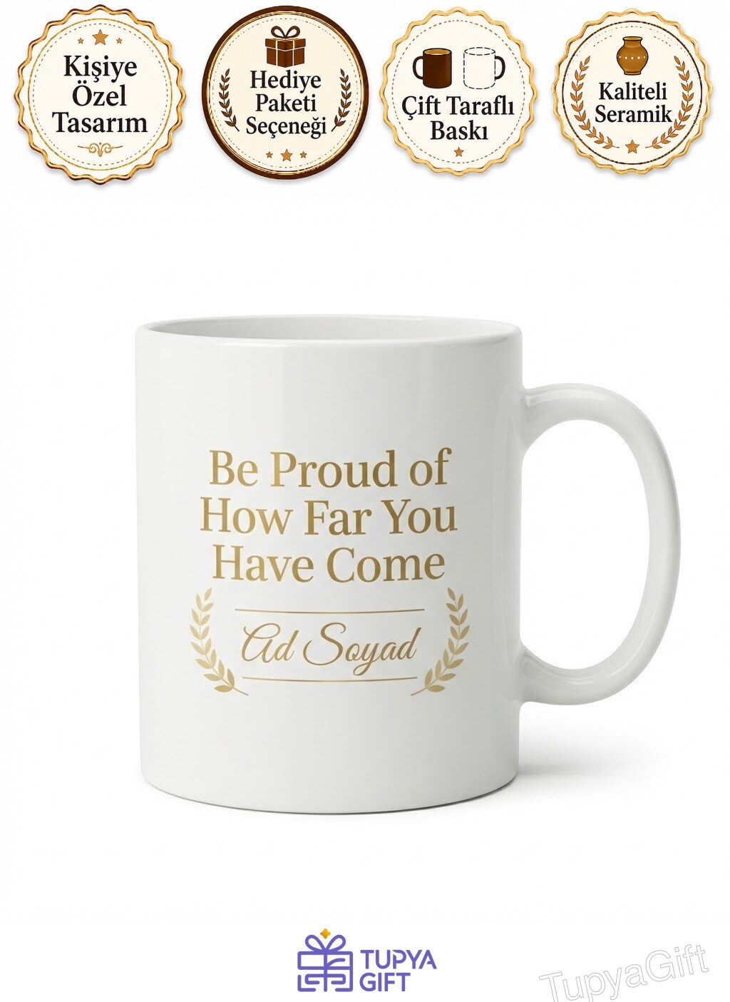 Be Proud Temalı Gurur Duy İngilizce Motivasyon Kupası Porselen Hediye Bardak