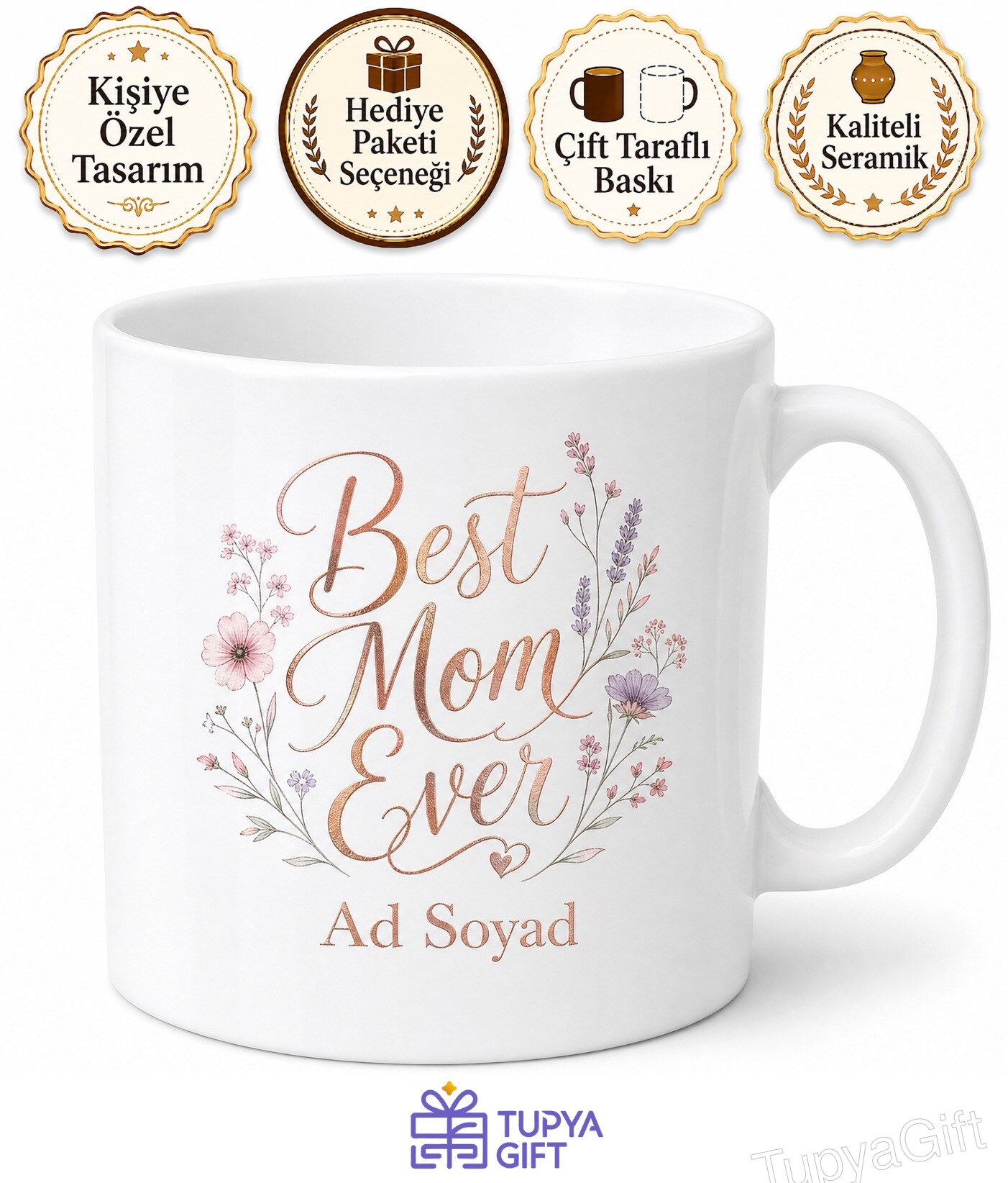 Best Mom Ever Baskılı Anneler Günü İngilizce Kupa Bardak Anneye Özel Hediye