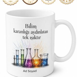 Bilimsel Gelişimi Destekleyenlere Deney Tüpü Ve Akıl Işığı Kupa Bardak Hediye