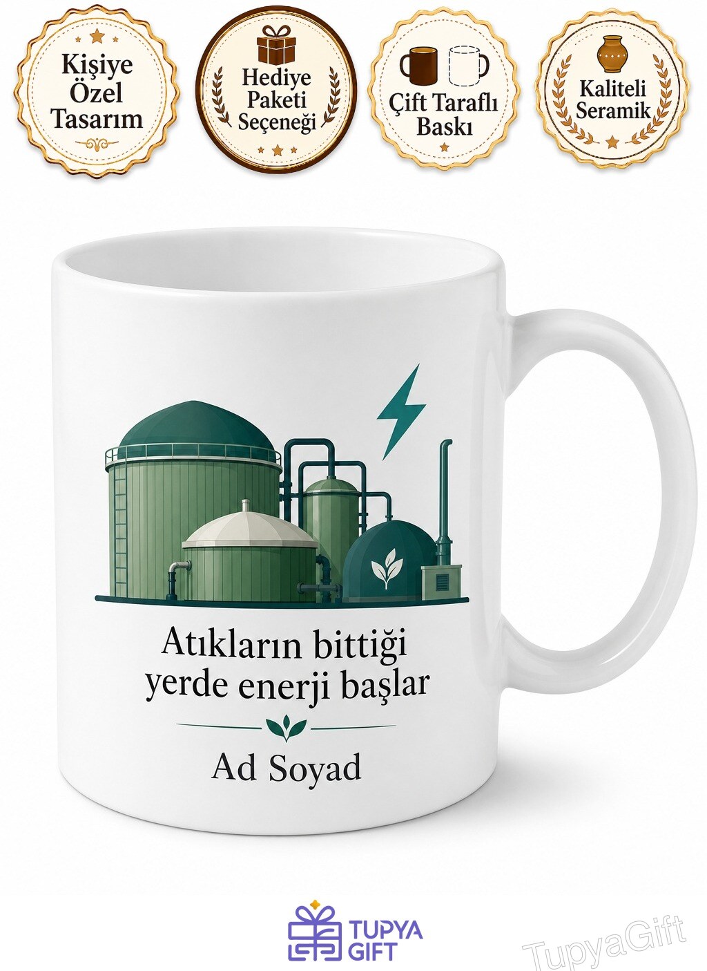 Biyogaz Tesis Operatörü Atıklardan Gaz Ve Elektrik Üreten Kupa Bardak Hediye