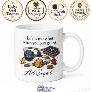 Board Gamer Temalı Masa Oyunu Sevenlere İngilizce Kahve Kupası Hediye Bardak