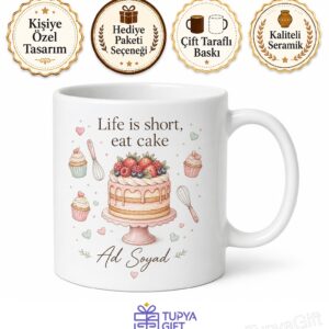 Cake Lover Temalı Pasta Ve Kek Sevenlere Özel İngilizce Baskılı Kupa Bardak Hediye