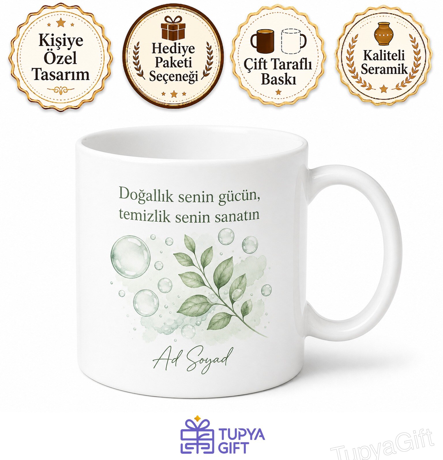 Çamaşır Suyu Kullanmayan Annelere Doğal Temizlik Oksijenli Su Kupa Hediye Bardak