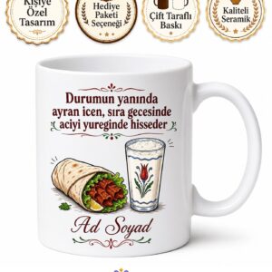 Çiğ Köfte Dürüm Yanında Ayran İçenlere Sıra Gecesi Acısı Kupa Bardak Hediye