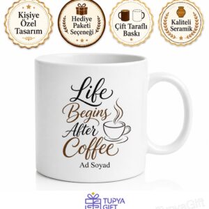 Coffee Time Baskılı Kahve Tiryakilerine Özel İngilizce Kupa Bardak Hediye