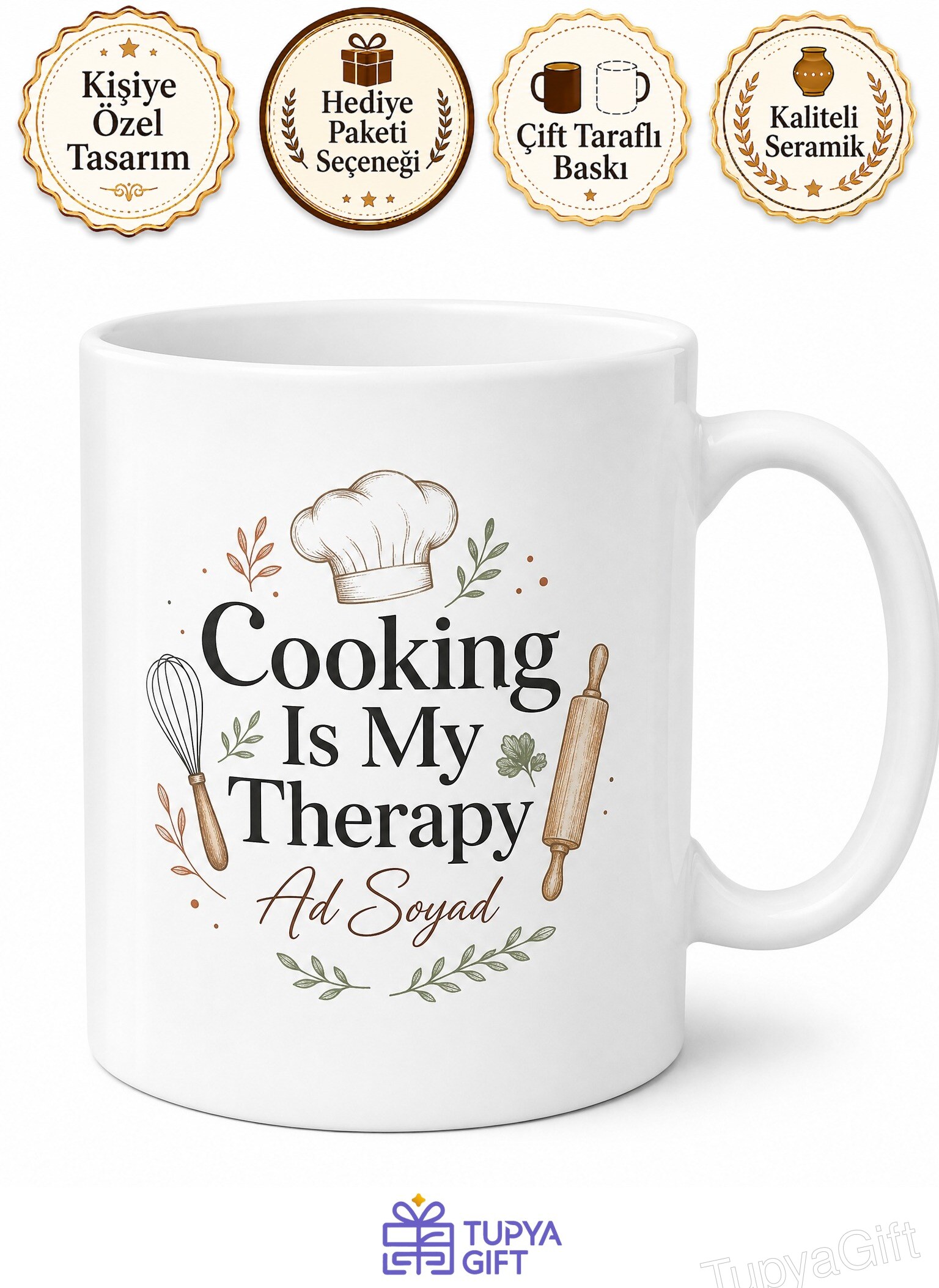 Cooking Is My Therapy Baskılı Yemek Yapmak Terapimdir İngilizce Kupa Bardak Hediye