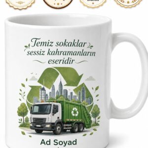 Çöp Kamyonu Sürücüsü Geri Dönüşüm Temiz Çevre Şehir Kahramanı Hediye Kupa Bardak