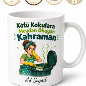 Çöp Kovası Yıkayan Annelere Özel Kötü Koku Hijyen Temalı Komik Kupa Bardak Hediye