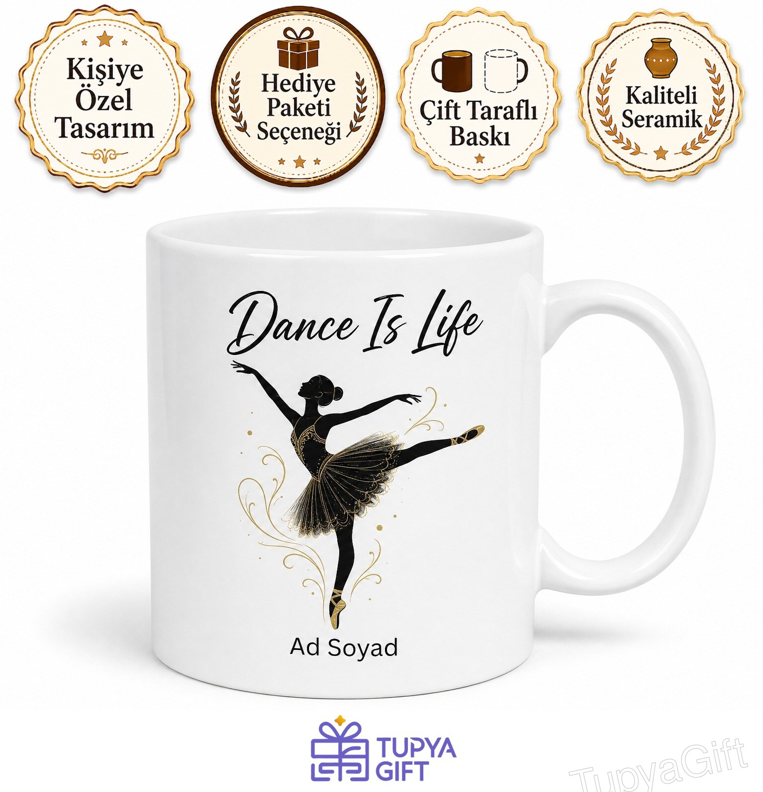 Dance Is Life Temalı Dans Hayattır İngilizce Kahve Kupası Hediye Bardak