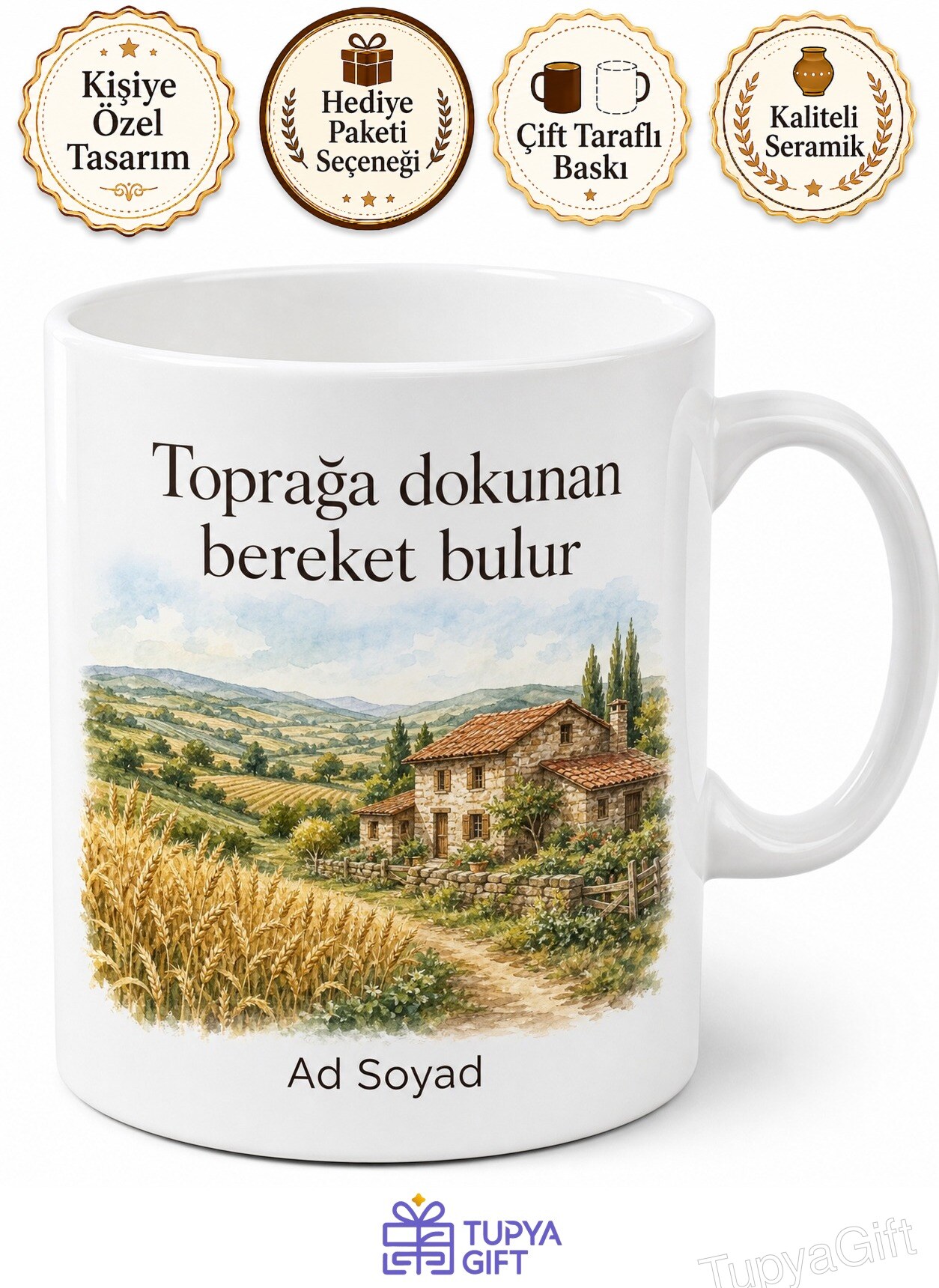 Edirne Süloğlu Doğal Yaşam Trakya Bereketi Köy Havası Kupa Bardak Hediye