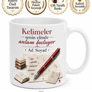 Editör Kırmızı Kalem İmla Hatası Düzelten Hediye Seramik Kupa Bardak