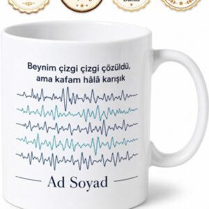 EEG Çektirenlere Beyin Grafisi Nöroloji Beyin Dalgaları Kupa Bardak Hediye