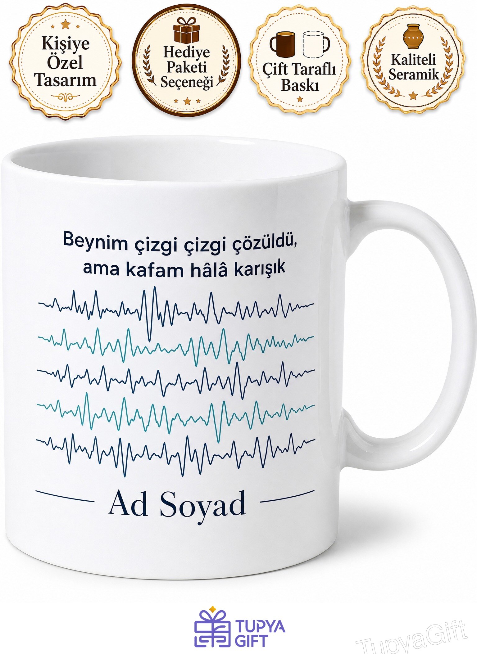 EEG Çektirenlere Beyin Grafisi Nöroloji Beyin Dalgaları Kupa Bardak Hediye