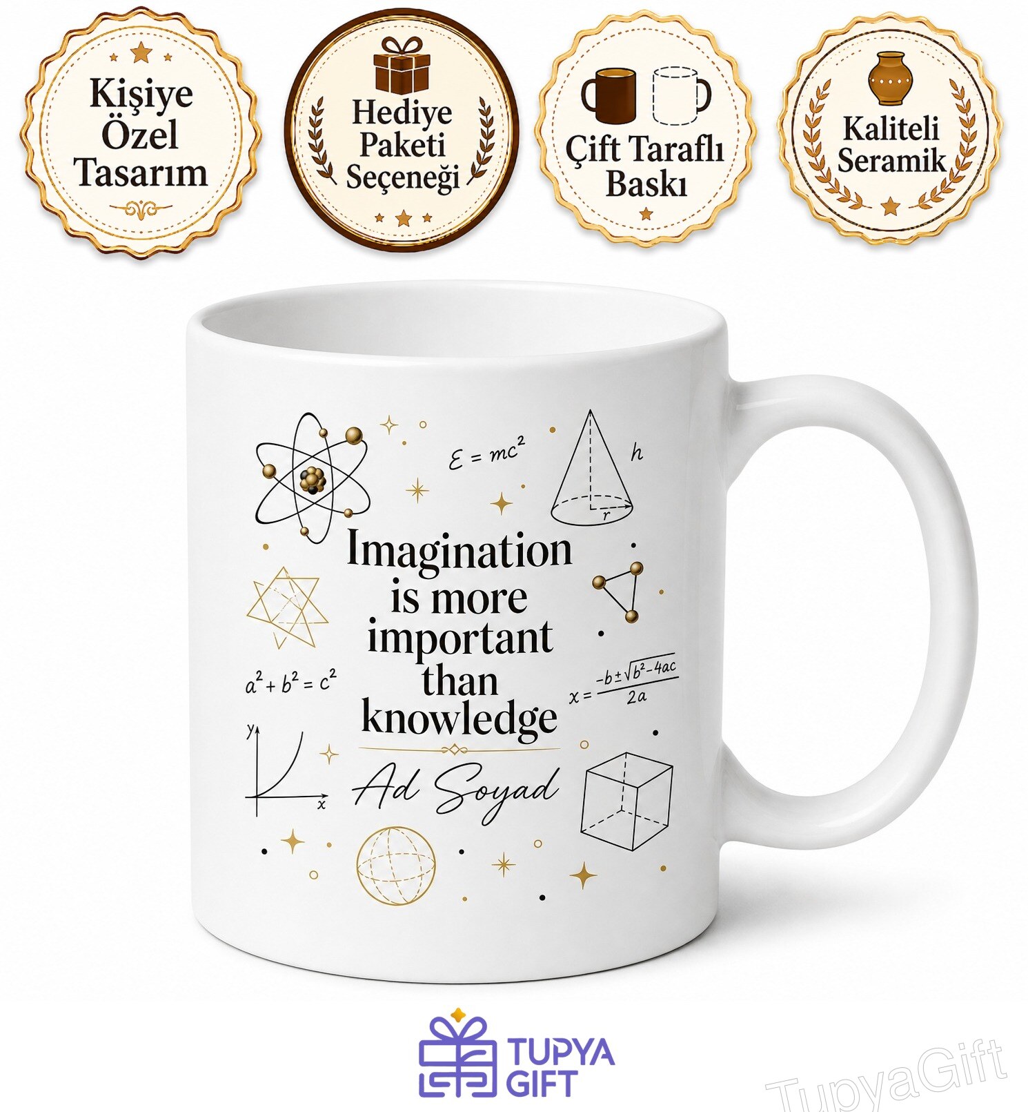 Einstein Yazılı Einstein Zekasına Sahip Olanlara İngilizce Kupa Bardak Hediye