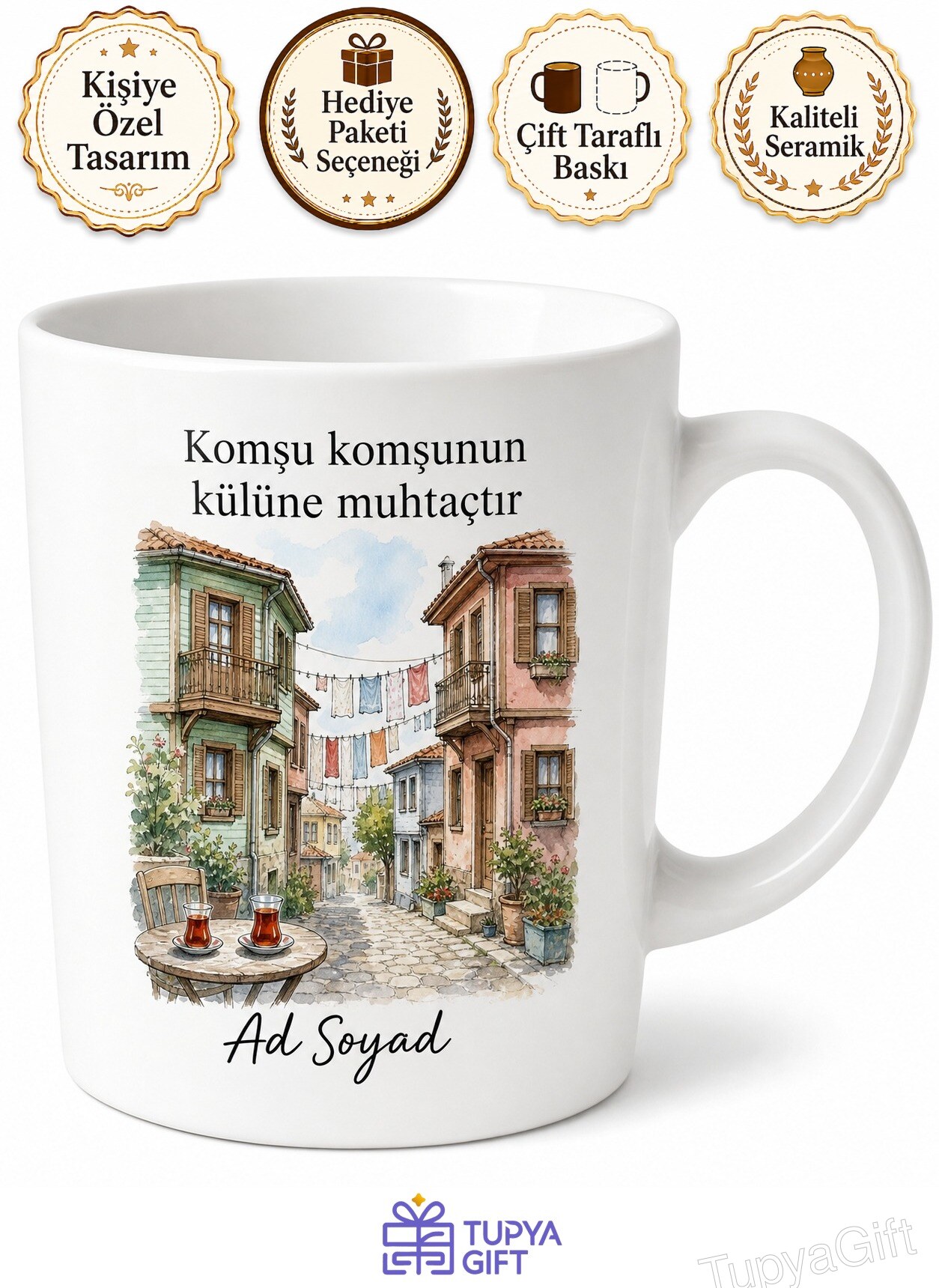 Esenler Mahalle Kültürü Samimi Komşuluk Hatıra Seramik Kupa Bardak Hediye