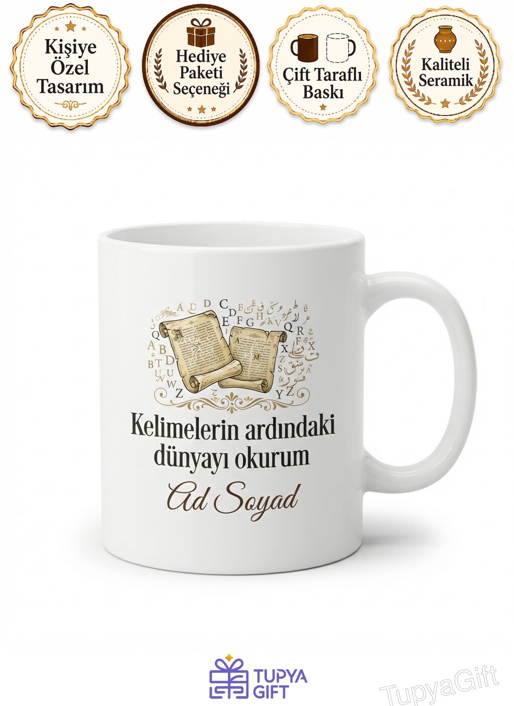 Filolog Hediye Eski Metinleri Çözen Filolog Seramik Kupa Bardak Hediye