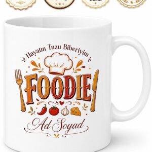 Foodie Yazılı Yemek Yemeyi Seven Gurmelere Özel Kahve Kupası Hediye Bardak
