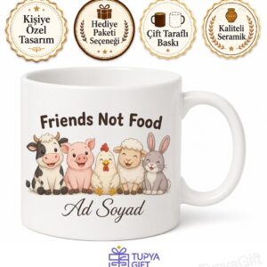 Friends Not Food Baskılı Arkadaş Yemek Değil İngilizce Çay Kupası Hediye
