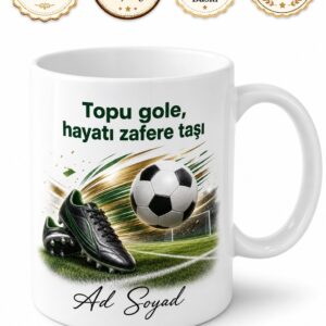 Futbolcuya Krampon Yeşil Saha Gol Krallığı Kupası Hediye Bardak