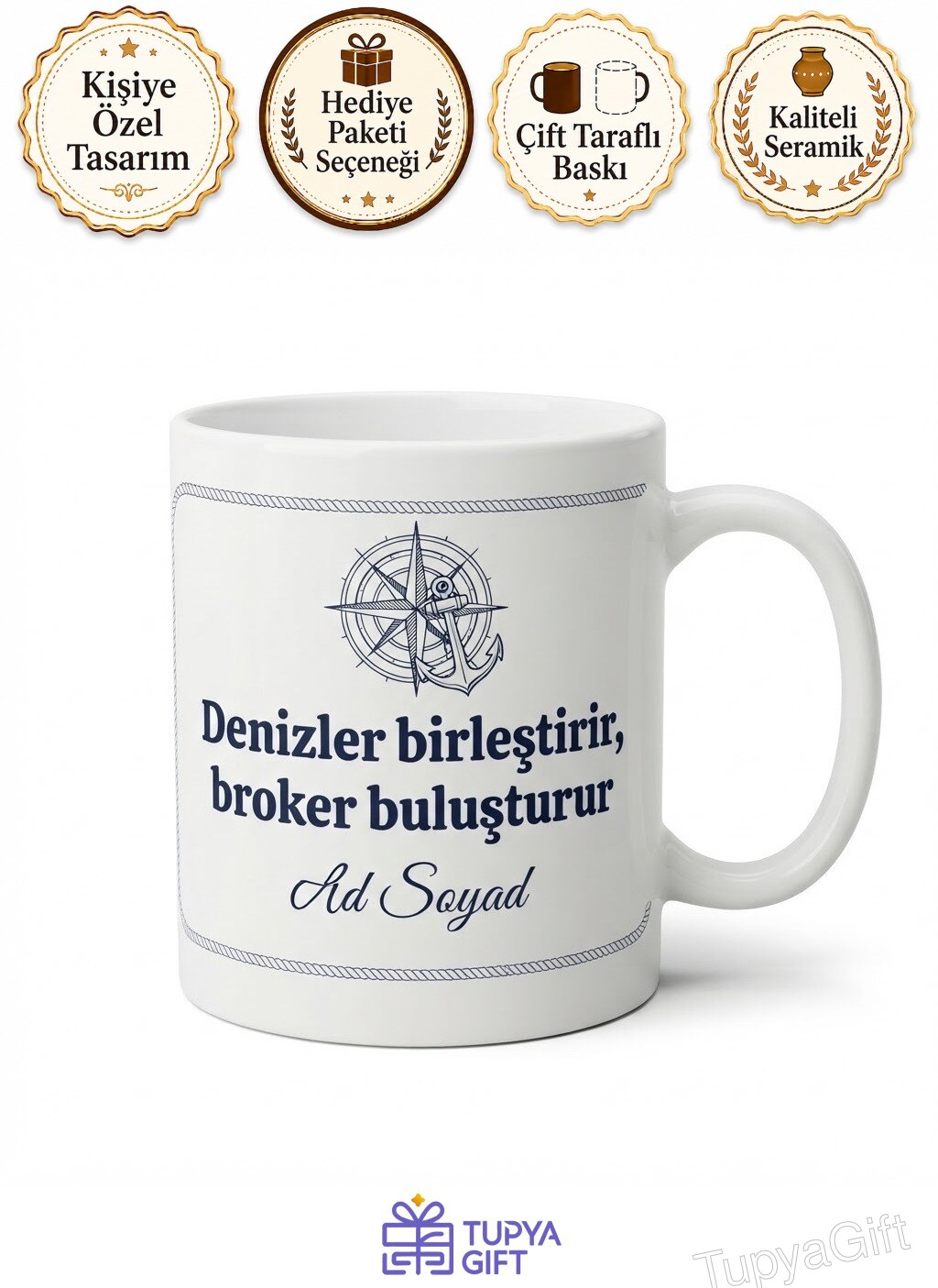Gemi Brokeri Ship Broker İsim Yazılı Kupa Bardak Denizcilik Hediye