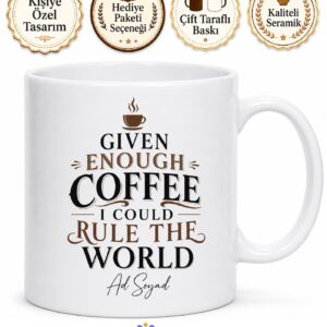Given Enough Coffee I Could Rule The World Baskılı Kahve Severler İçin İngilizce Kupa Bardak Hediye